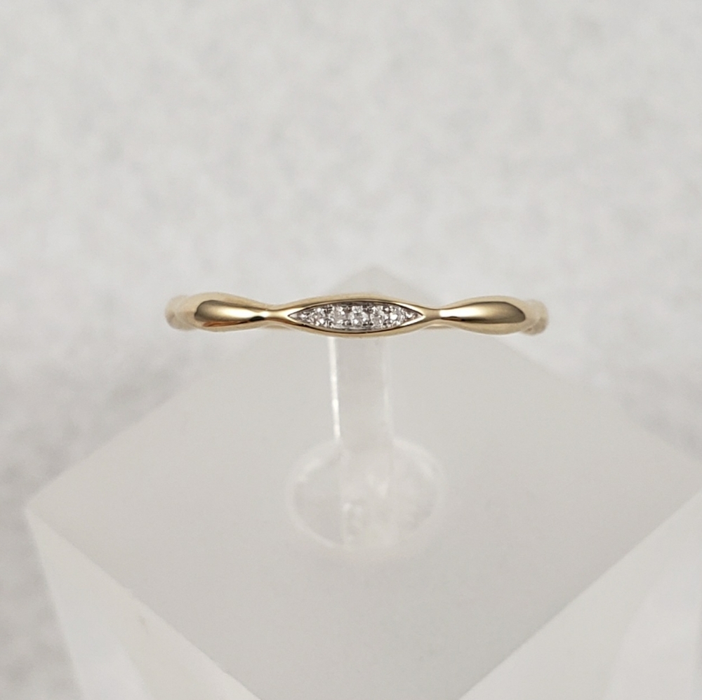 Delicate 14k Yellow Gold & Diamonds Band - Picture 2 of 8